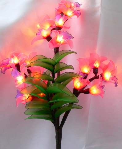 Pink Orchids on stems - fairy lights - Long